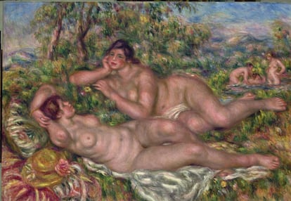 Al final de su carrera, Auguste Renoir se sintió en la necesidad de renegar de los preceptos del primer impresionismo. Su obra 'Las bañistas', expuesta ahora en Madrid, era, para él, una continuidad de la pintura del siglo XVIII.