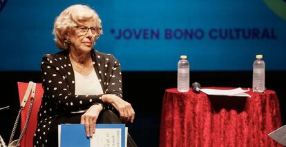 Manuela Carmena durante la presentación del "Joven Bono Cultural" en el Circo Price.