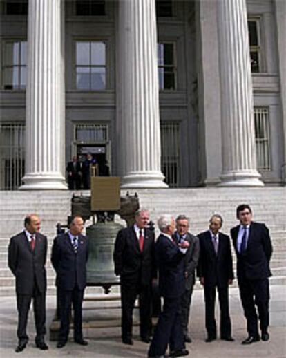 Los ministros de Finanzas del G7 al término de su reunión en Washington.
