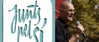 El cabeza de lista de Junts pel Sí, Raül Romeva, durante un encuentro en la Universidad Pompeu Fabra de Barcelona.