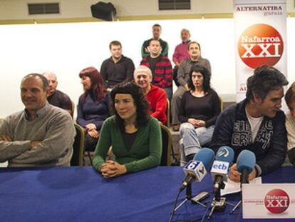 Santi Kiroga y Mariné Pueyo, durante el acto, celebrado en Pamplona.