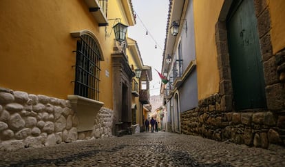 Arquitectura colonial en la calle de Jaén, en la ciudad boliviana de La Paz. 