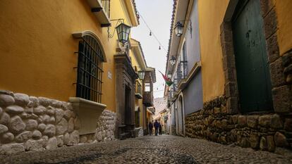 Arquitectura colonial en la calle de Jaén, en la ciudad boliviana de La Paz. 