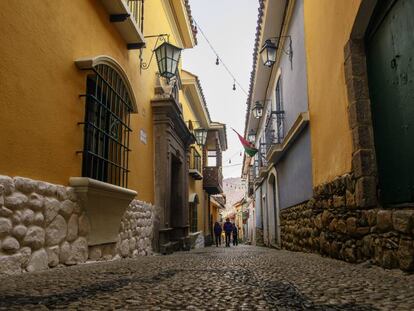 Arquitectura colonial en la calle de Jaén, en la ciudad boliviana de La Paz. 