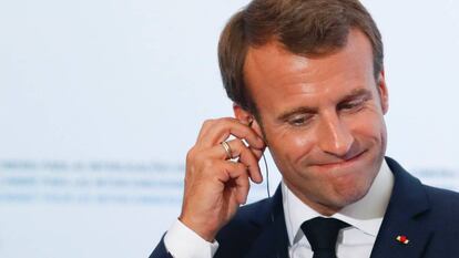 El presidente francés Emmanuel Macron durante una rueda de prensa.