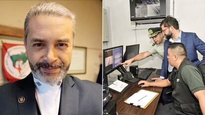 El magistrado Daniel Urrutia y Gabriel Boric durante su visita al Recinto Especial Penitenciario de Alta Seguridad (REPAS).