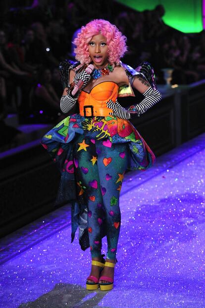 Nicki Minaj durante el desfile de Victoria's Secret.