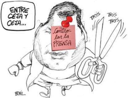Caricatura de Bonil sobre Rafael Correa