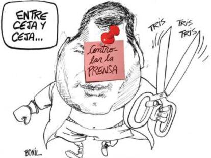 Caricatura de Bonil sobre Rafael Correa