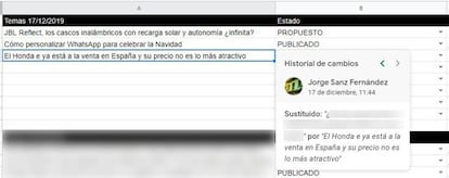 Control de cambios en las celdas de Excel.