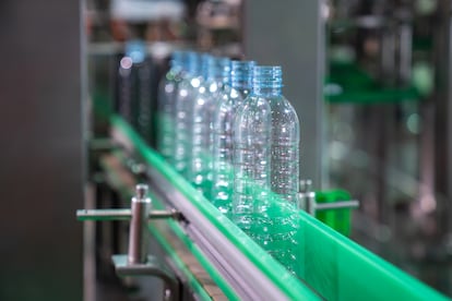 A plastic water bottle factory.