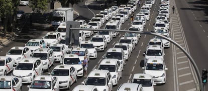 Huelga de taxistas en Madrid.