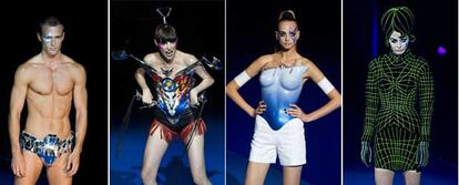Desfile homenaje a la primera colección de Thierry Mugler el miércoles en Barcelona.