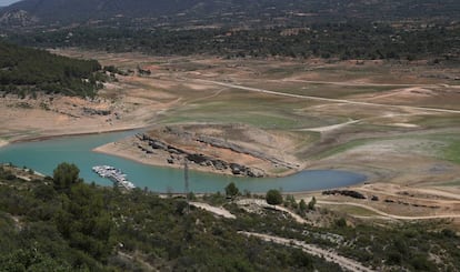 Situación del embalse de Entrepeñas del Tajo a principios de este verano.