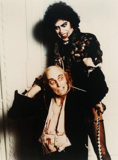 Tim Curry (arriba) y Richard O'Brien, en <i>The Rocky Horror Picture Show.</i>