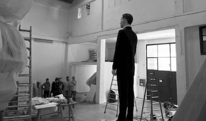 El ninot de Felipe VI, en el taller de Manolo Martín en Valencia.