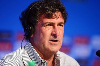 Mario Kempes durante una rueda de prensa en 2013.