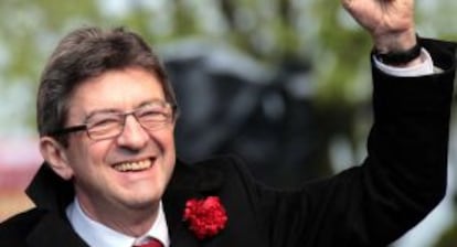 Jean-Luc Mélenchon, el líder del Frente de Izquierda, durante un mitin en Pau, suroeste de Francia.