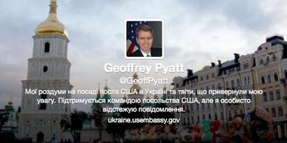 El perfil en Twitter del embajador de EE UU en Ucrania. 