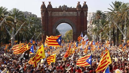 Manifestación independentista en la Diada del 11 de septiembre de 2017 en Barcelona.