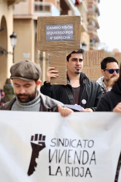 Vista de la manifestación de este sábado en Logroño por una vivienda digna.
