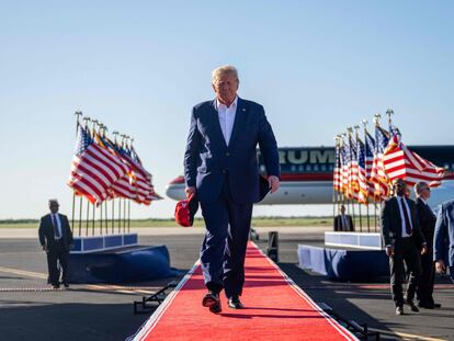 Donald Trump, el pasado 25 marzo, a su llegada a un acto electoral en Waco, Texas.