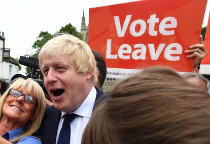 El l&iacute;der conservador brit&aacute;nico Boris Johnson, durante un acto para impulsar la salidad del Reino Unido de la Uni&oacute;n Europea. 