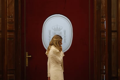 La vicepresidenta segunda del Congreso y ministra de Trabajo, Yolanda Díaz, este jueves en el Congreso.