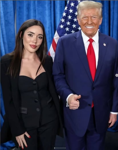 Ada Lluch junto a Donald Trump, en una foto de 2024 publicada por la 'influencer' catalana en su su cuenta de Instagram.