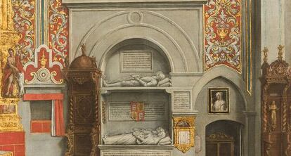 'La representación de los sepulcros de la familia Ribera en La Cartuja de Sevilla', pintada por Lucas Valdés.