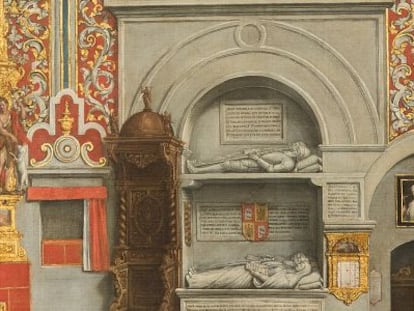 'La representación de los sepulcros de la familia Ribera en La Cartuja de Sevilla', pintada por Lucas Valdés.