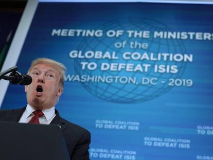 Donald Trump, na reunião da Coalizão Internacional contra o Estado Islâmico.