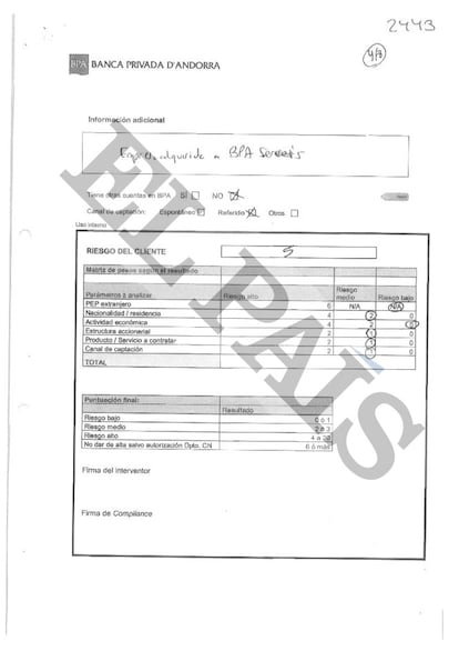 Documento rellenado en la BPA por el ex alto cargo del Ayuntamiento de Lima (Perú) Gabriel Prado Ramos.