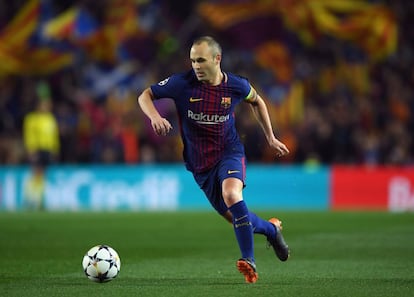 Andrés Iniesta durante un partido de Champions