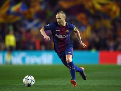 Andrés Iniesta durante un partido de Champions