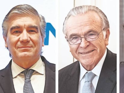 Francisco Reynés, presidente de Naturgy; Isidro Fainé, presidente de Criteria y de la Fundación Bancaria La Caixa, y Jaime Siles, vicepresidente y representante de IFM.