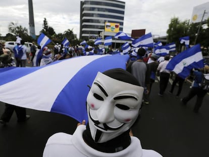 Manifestación contra el Gobierno de Daniel Ortega en Managua.
