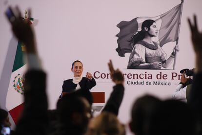 Claudia Sheinbaum presidenta de México durante la conferencia de prensa en Palacio Nacional, el 8 de octubre 2024.