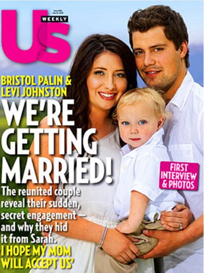 Portada de la revista <i>Us Weekly</i> en la que se anuncia el próximo enlace de Bristol Palin y Levi Johnston