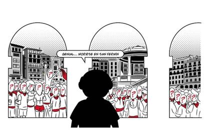 Vi&ntilde;eta del tebeo &#039;Muerte en San Ferm&iacute;n&#039; de Jos&eacute; Carlos S&aacute;nchez.  