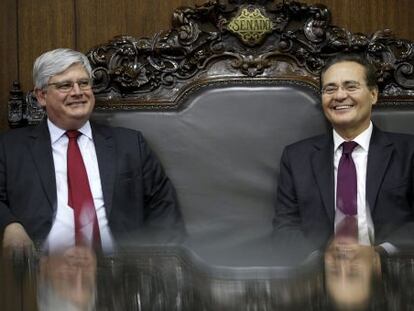 Rodrigo Janot e Renan Calheiros, reunidos nesta segunda-feira.