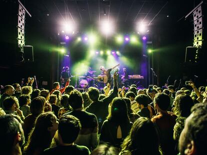 El grupo Mishima, durante un concierto en la sala Apolo.