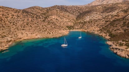 La playa de Alimia, en el sur de la isla de Iraklia.