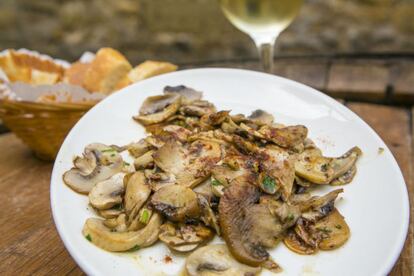 La Cueva is famous for its grilled food, including this popular mushroom dish.