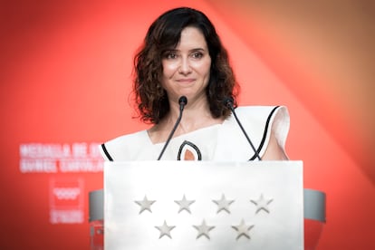La presidenta de la Comunidad de Madrid, Isabel Díaz Ayuso, este martes en la capital.