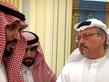 Mohammad bin Salman e Jamal Khashoggi em 'The Dissident'. No vídeo, trailer do filme.