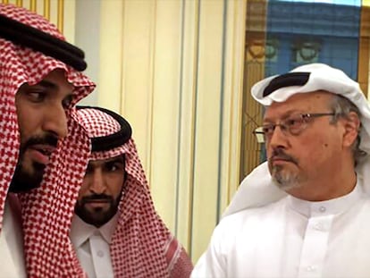 Mohammad bin Salman e Jamal Khashoggi em 'The Dissident'. No vídeo, trailer do filme.