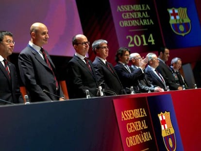 Bartomeu, Moix, Cardoner, Mestre i Freixa, a l'Assemblea del Barça.