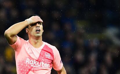 Luis Suárez, durante el partido de Champions en San Siro.