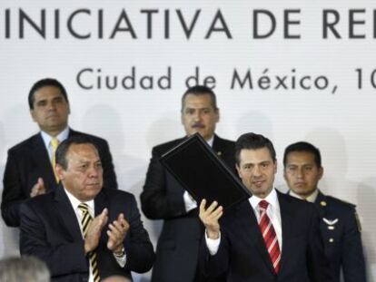 Pe&ntilde;a Nieto, hoy tras anunciar la reforma.